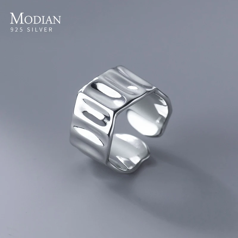 Modian 925 Sterling Silver Fashion Hollow Out Square Stackable Adjustable Finger Rings For Women Anniversary Fine Jewelry Gifts