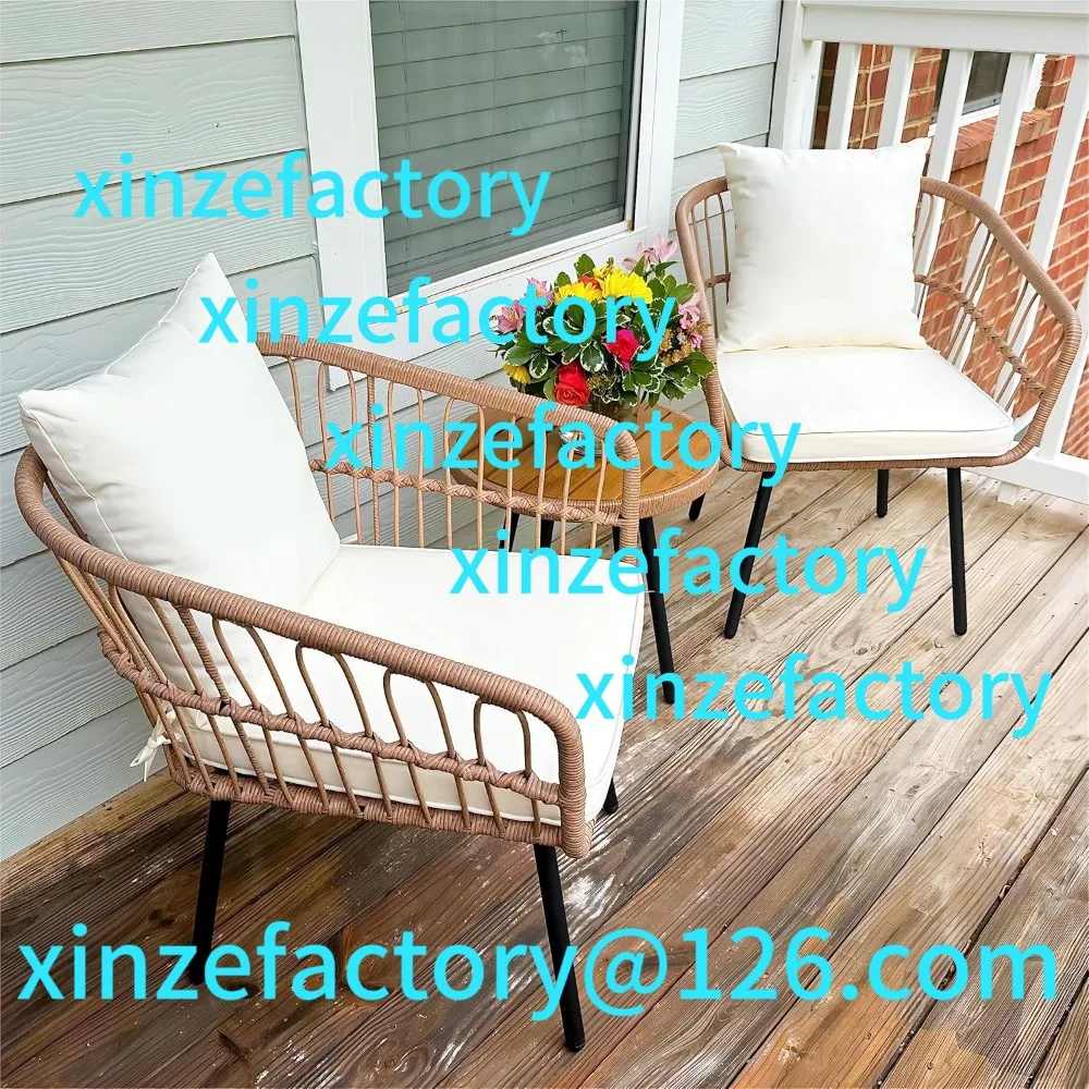 

Customization 3 Pieces Outdoor Wicker Patio Conversation Bistro Set, All-Weather Rattan Patio Furniture