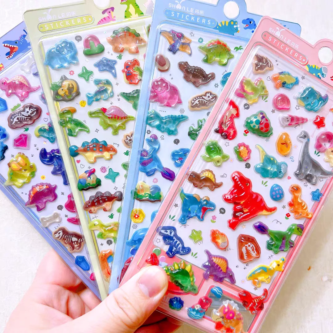 

1/4 pcs Colorful Dinosaur World Cartoon 3D Relief Stickers Scrapbooking Diy Journal Cute Stationery Sticker School Gift