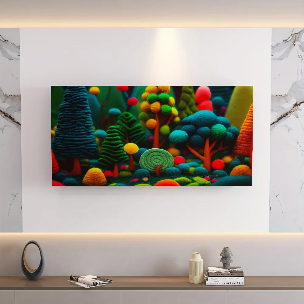 لوحة فنية جدارية من القماش على شكل شجرة خضراء تجريدية، ملصق مزخرف باللون الأخضر الفاتح، مناسب للداخلية، إطار من خشب الصنوبر الصلب بسمك 1.5 بوصة