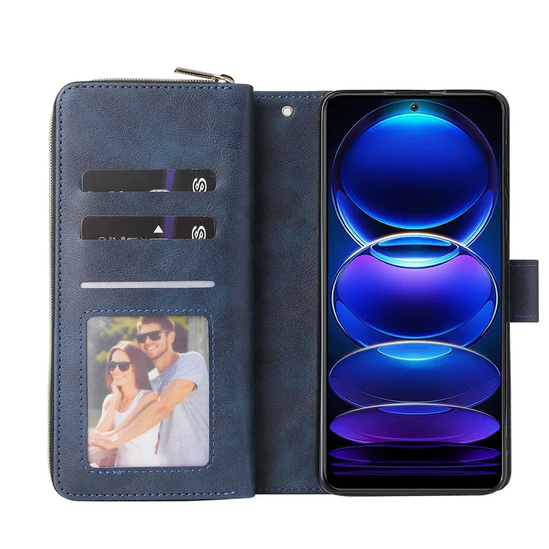 For Xiaomi Redmi Note 12 13 Pro Plus 5G Zipper Wallet Leather Case For Redmi Note 13 4G Case Note 12S 11S 11 E Pro X6 X5 Cover