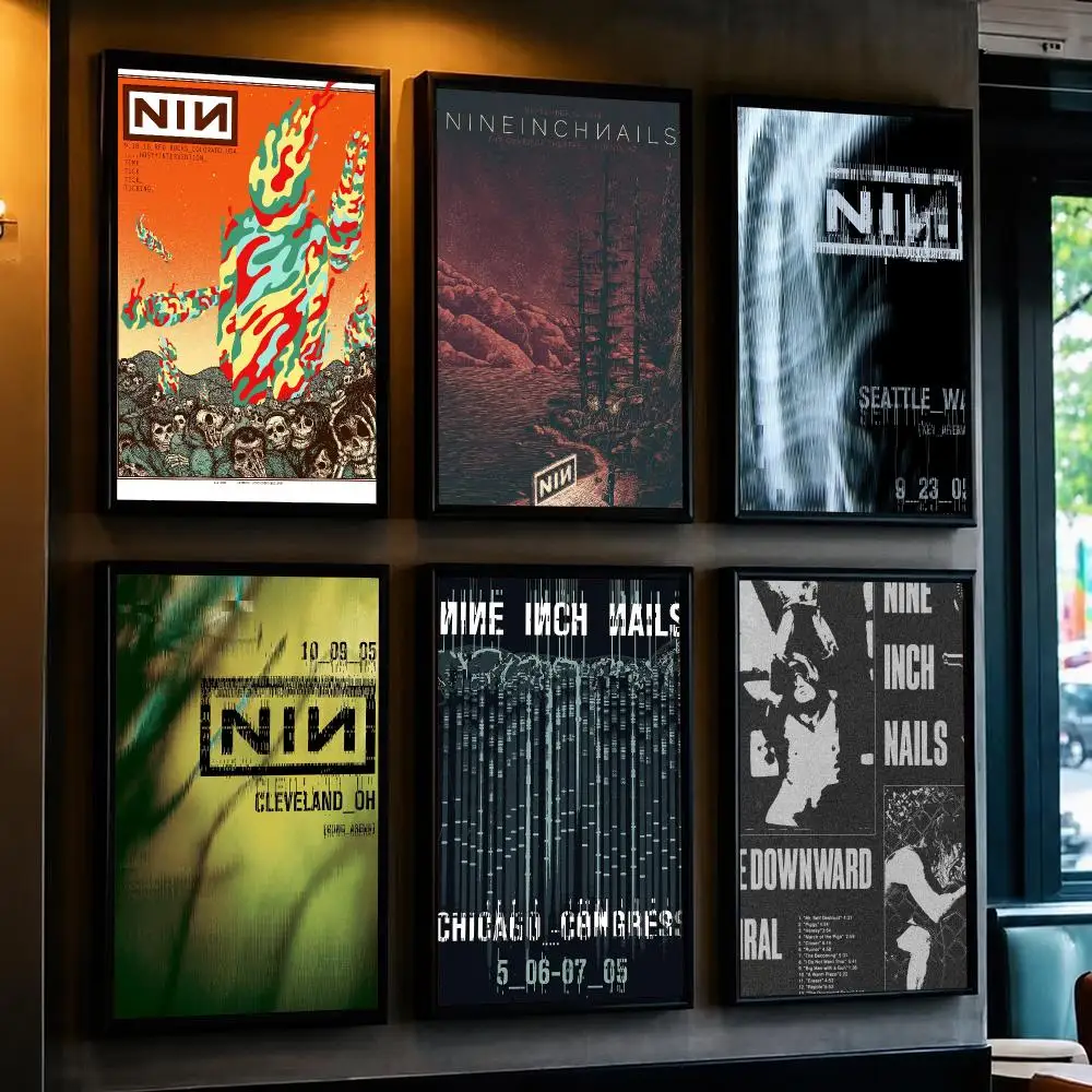 band N-Nine Inch Nails-S Poster Decorative Wall Art Sticker for Cafe Office Bedroom and Living Room