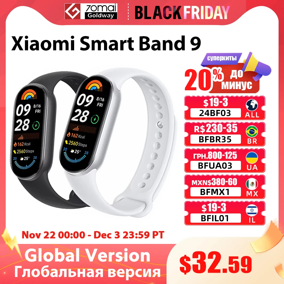 Global Version Xiaomi Band 9 Mi Smart Bracelet 9 Color AMOLED 1.62