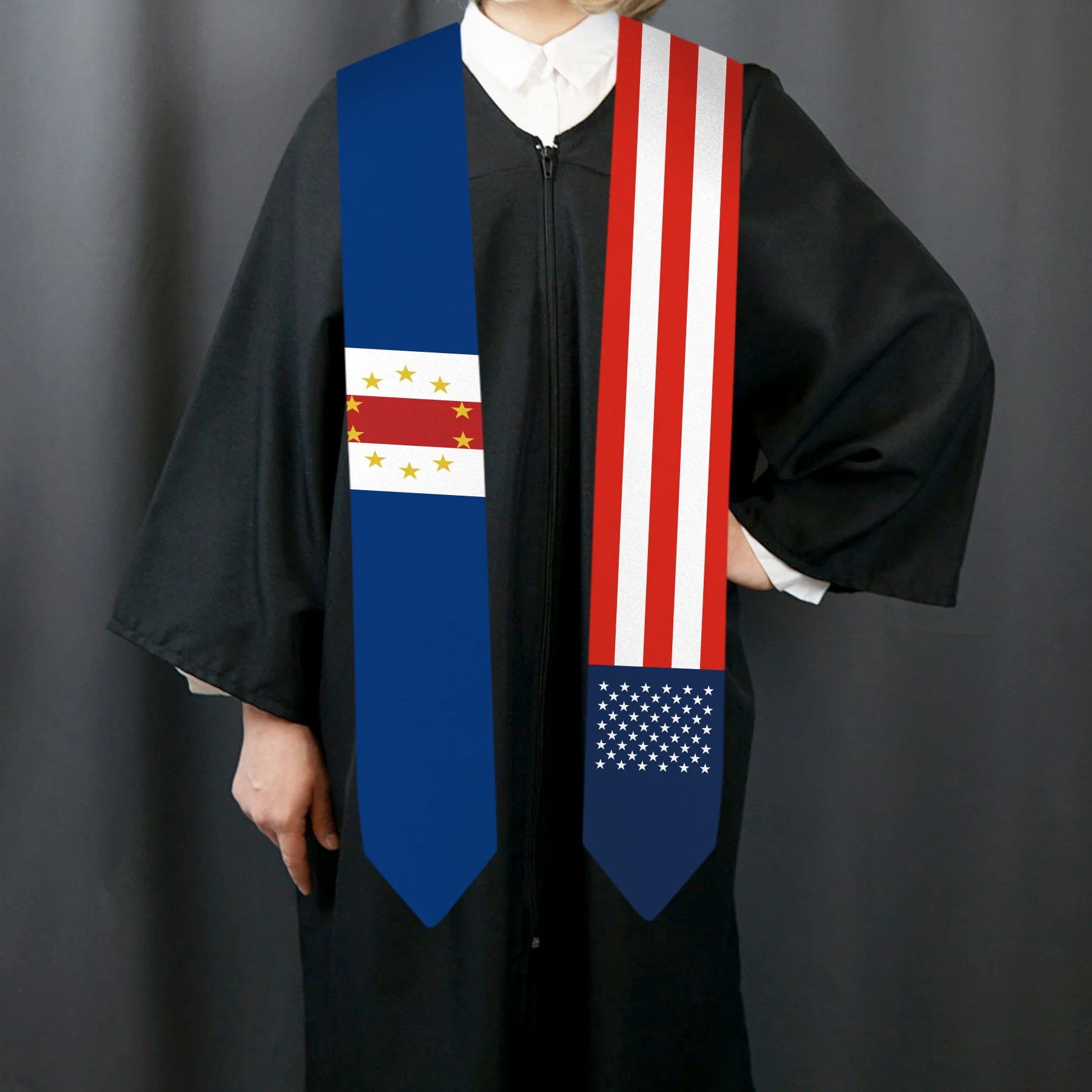 13x180cm USA And Cape Verde Flag Graduation Sash Bachelor Gown Accessory Graduation Sash Scarf