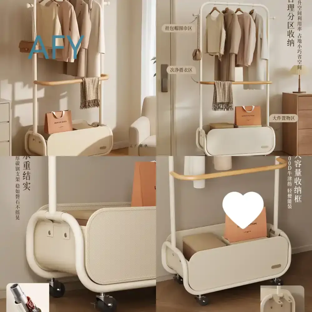 Clothes Rack for Bedroom Living Room Laundry Space Saving Freestanding Garment Stand with Wheels Portable Folding Clothes