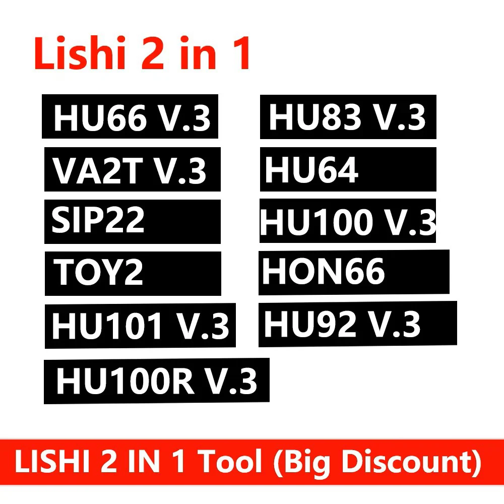 1pcs Lishi 2 in 1 HU100V.3 HU66 V.3 HU83 HU64 SIP22 HU92 HU100R VA2T HU87 HON66 TOY2 track HU101 2 in 1 tool Big Discount