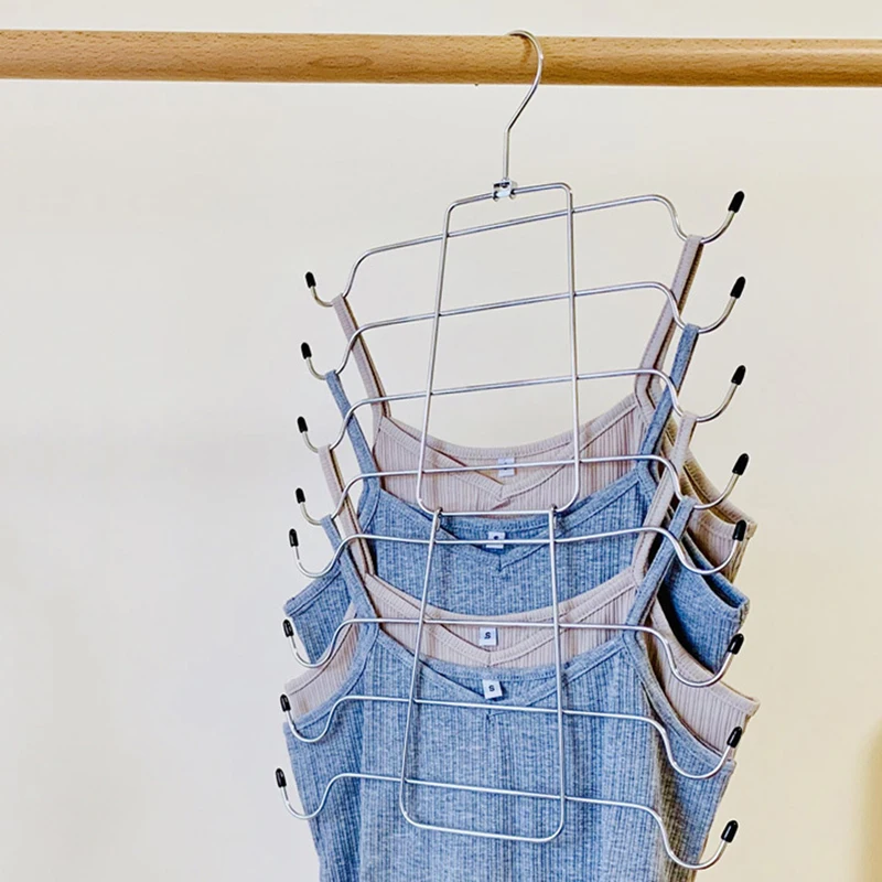 Metal Clothes Hangers Organiser Tank Top Hangers Multilayer Hangers Closet Organiser Foldable for Tank Tops Cami Bra