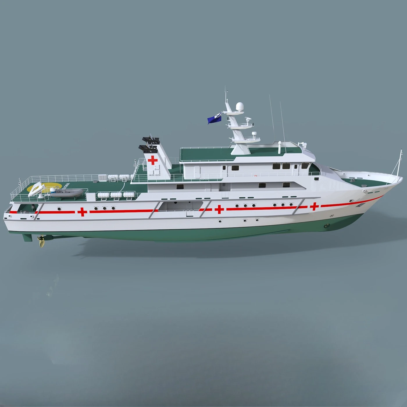 120cm RC Boat Dual Motor Voyage Medical Ship Remote Control Ships High Precision 3d Printing RC Schiffe Model Kit Ship Toy Gift