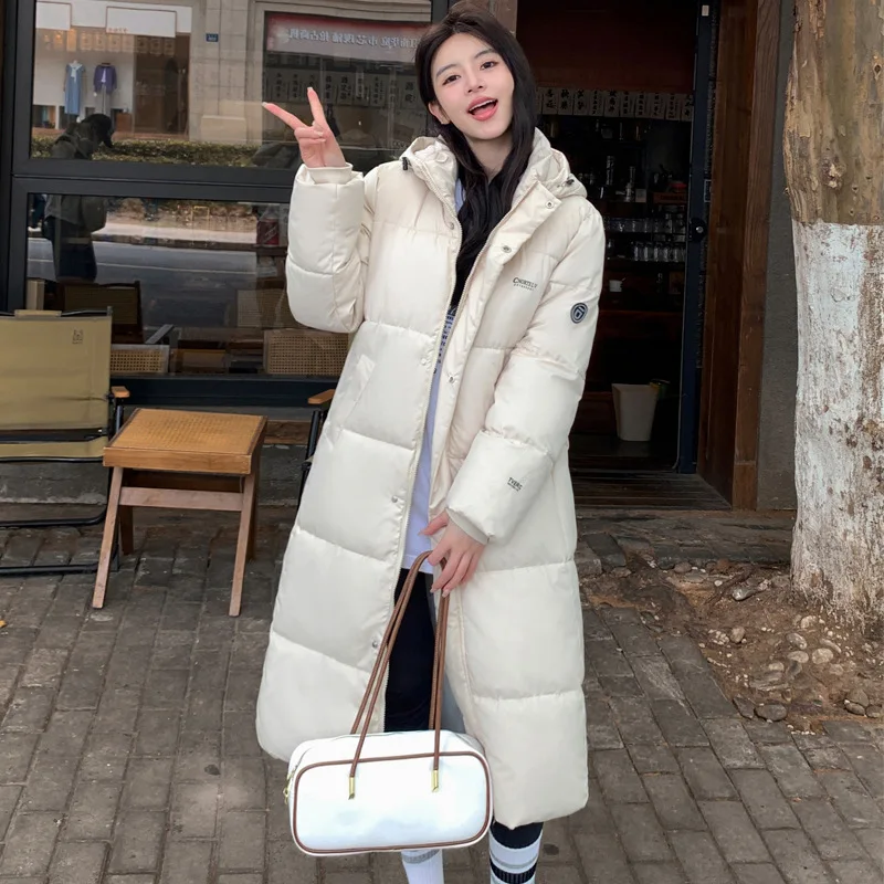 Women's Fall Winter Cotton Jacket Top Coat Hooded Mid-length Thickened Warm Niche Design Sense Simple Comfortable Brand Fashion