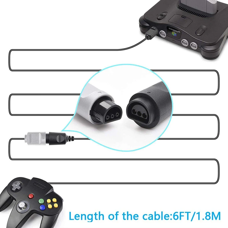 Nintendo 64,n64,1.8m用の延長ケーブル付きコントローラー,交換用ジョイスティック
