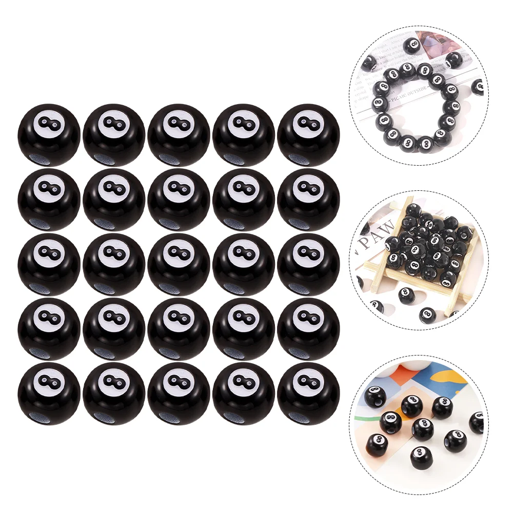 50 Pcs Acrylic Pool Loose Beads Beaded Bracelet Billiards Jewelry Making Black for Bracelets