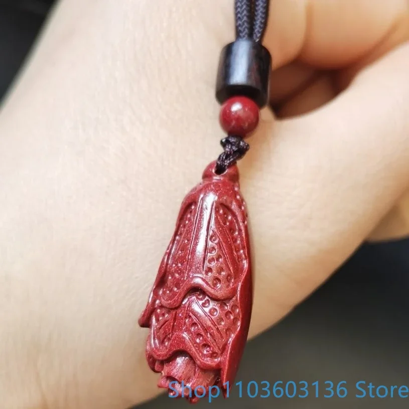 High Content Cinnabar Imperial Hand carved Cabbage Pendant Cinnabar Flower Necklace Jewelry Buddhist Pendant