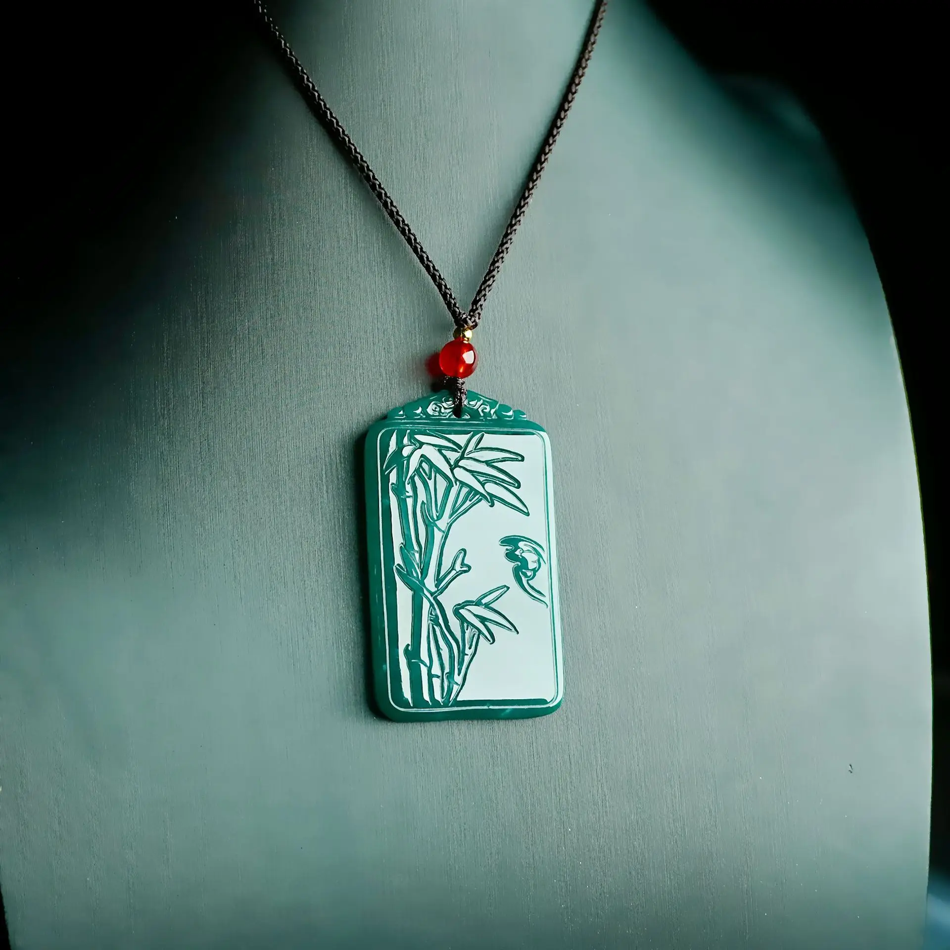 Xingyu Natürliche Burma-Jade-Perlen, Bambus-Wushi-Marke, Jade-Anhänger, Schmuck, der immer höher steigt – Detail 5