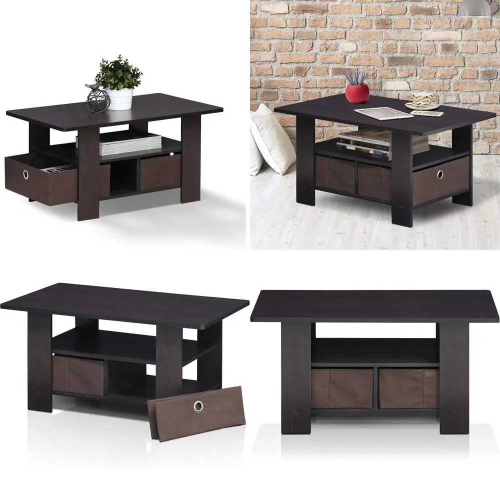 

Журнальный столик из темного ореха с ящиком для мусора, стиль Эндри