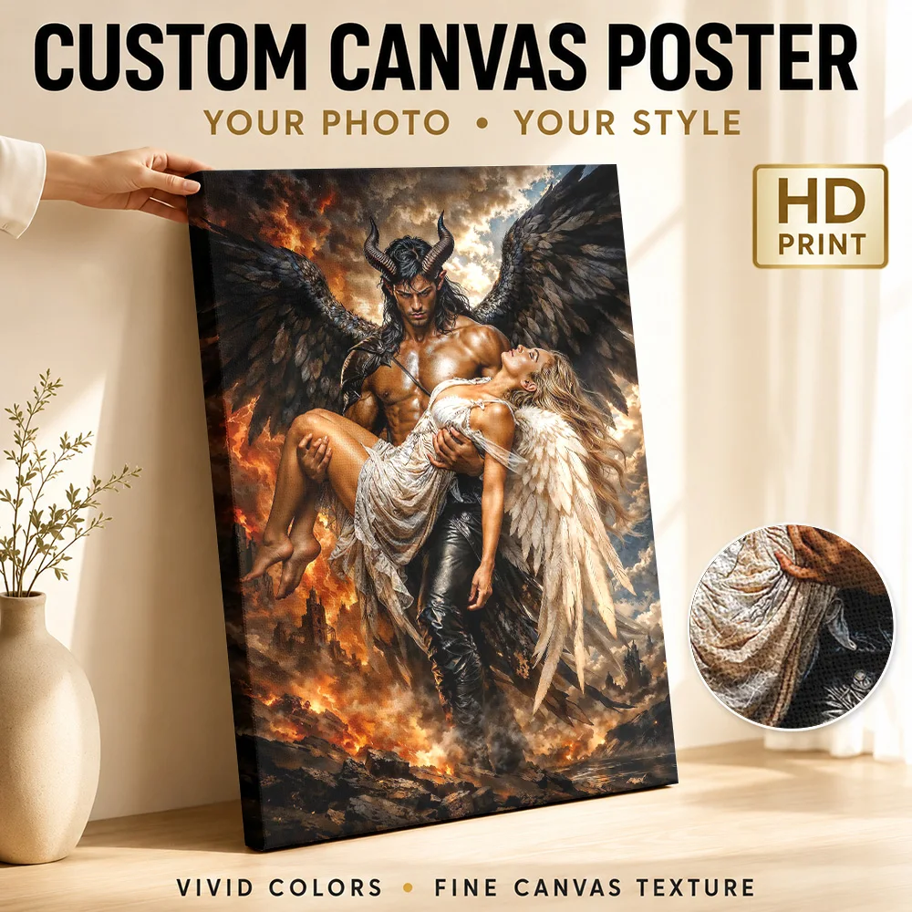 Angel & Demon Canvas Poster Custom Spiritual Mythology Wall Paintings Decoration for Study Room Collectible Ready to Hang Gift