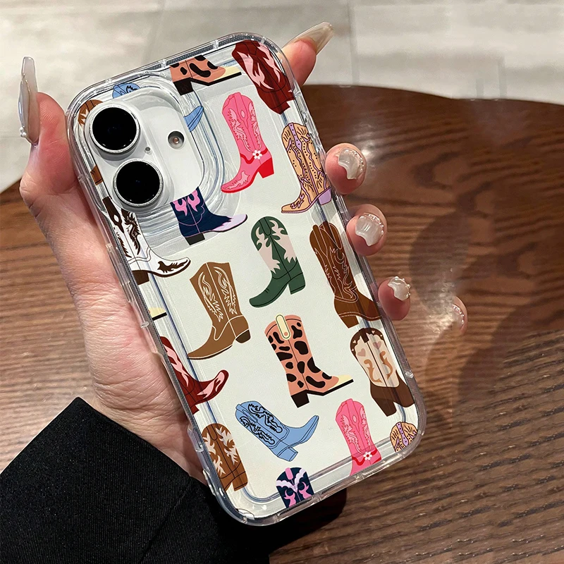 Women Cowboy Hat And Boot Pink Cowgirl Pattern Clear Phone Case For Xiaomi Redmi Note 13 12 Pro Plus 5G 11 10 Redmi 12 12C Cover view 5