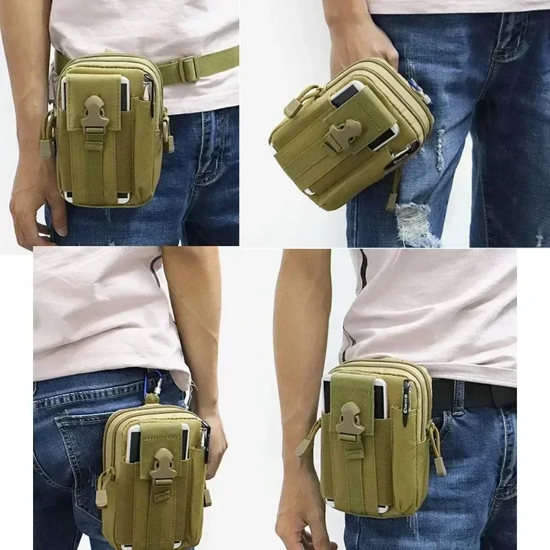 Molle Pouch Belt Tactical Waist Pack Men Camo Phone Fanny Pocket Survival Tool Bag for Running Travel Camping Hunting Airsoft CS