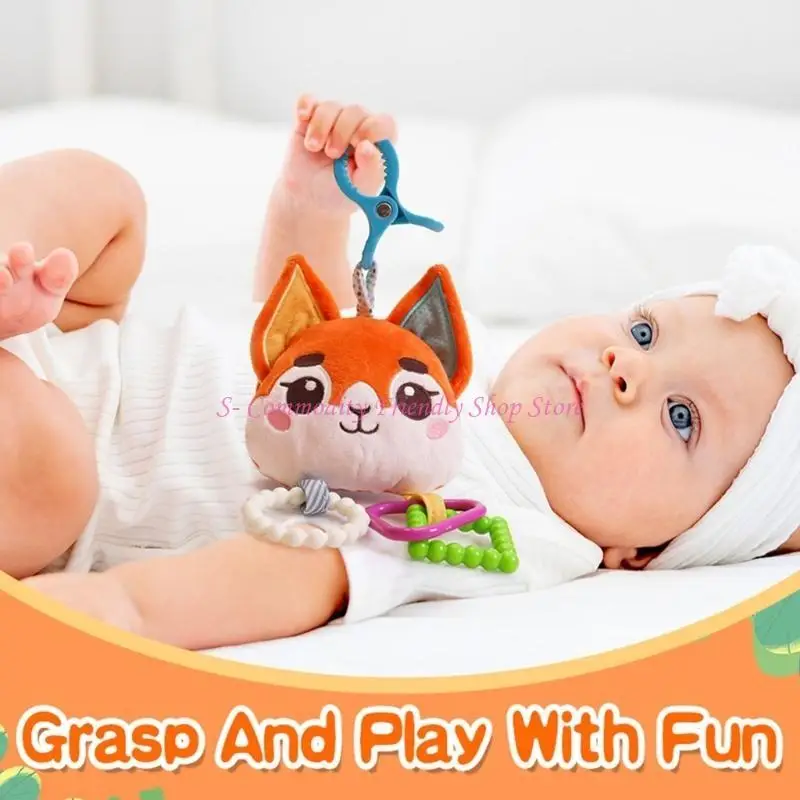 85AE Visual Stimulation Plush Rattle Baby Crib Toy Mirror for Newborns Crib Stroller
