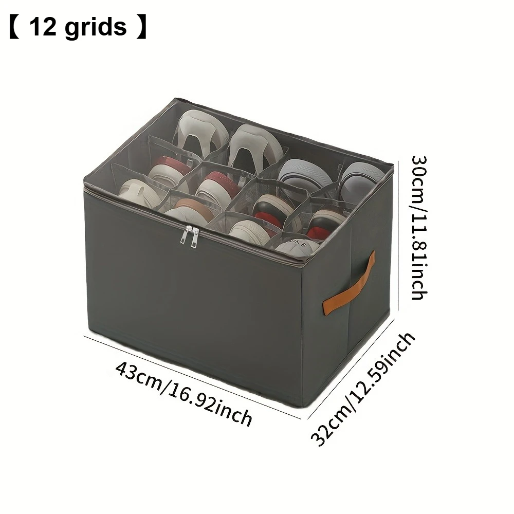 منظم أحذية قابل للطي مع غطاء - قطعة واحدة من صندوق تخزين قماش أكسفورد عالي التحمل | لوحة أمامية شفافة وإغلاق مقاوم للغبار للخزانة #3