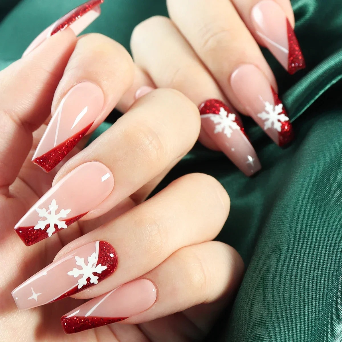 10-pcs-caixao-de-bale-de-natal-imprensa-artesanal-em-unhas-falsas-longo-vermelho-com-frances-branco-floco-de-neve-dicas-de-unhas-design-de-ferias