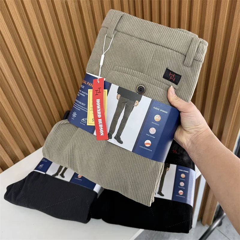 

Мужские повседневные брюки из вельвета на флисовой подкладке Waed Cotton, зауженные, осенне-зимние, модные, универсальные, эластичные