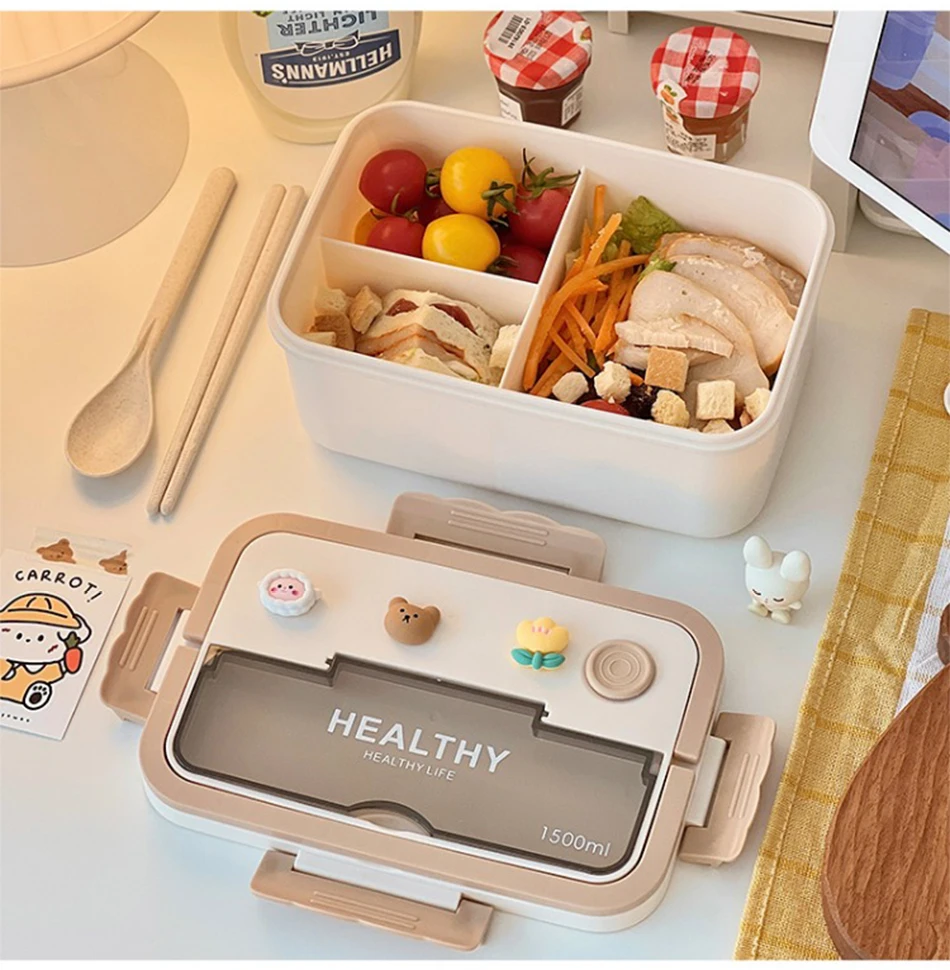 Simpatico Lunch Box portatile con scomparto per ragazze scuola bambini Picnic in plastica Bento Box contenitori per alimenti a microonde