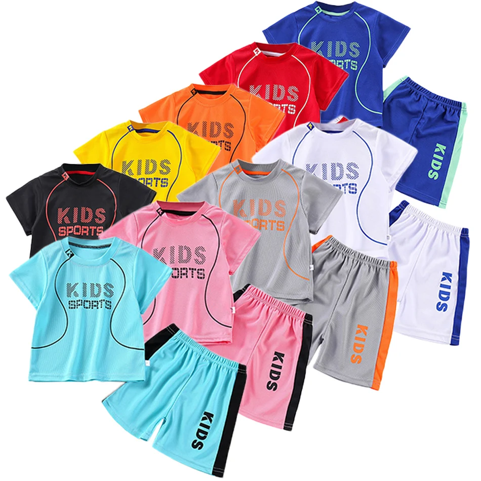 

1-12 Years Old Quick Drying and Breathable Children's Sportswear Set Children's Pure Color Ball Clothing Set Children's Sets