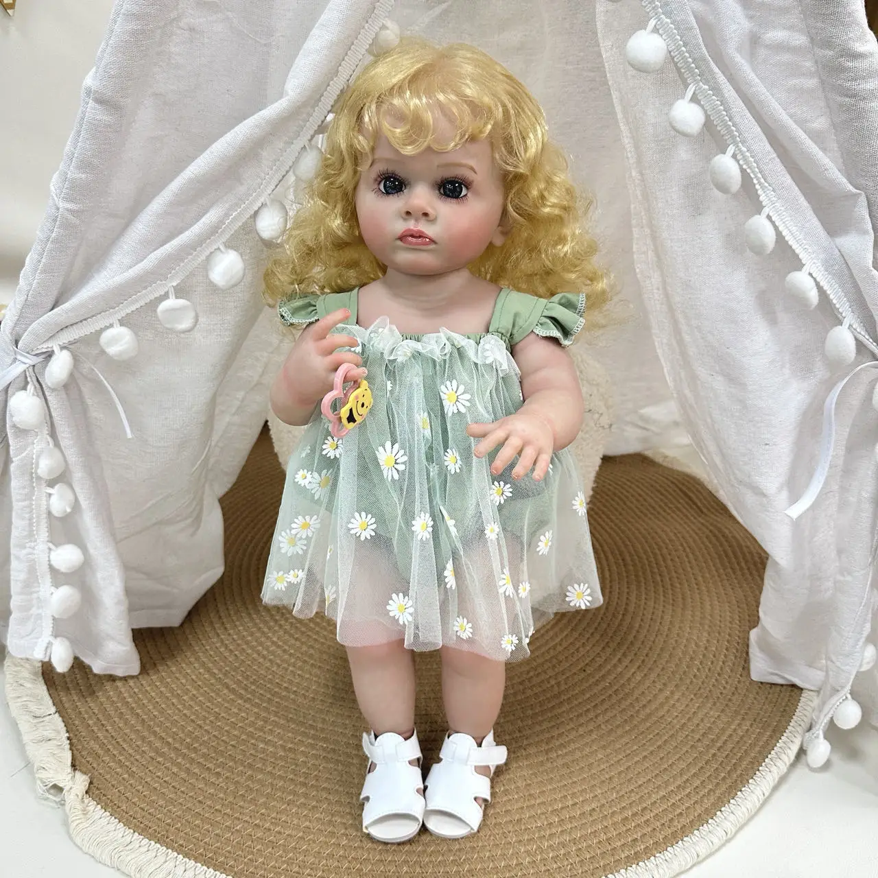 Cokela 살아있는 듯한 3D 피부 톤 메리 크리스마스 선물, 다시 태어난 아기 인형 소녀, 눈에 보이는 정맥으로 핸드 디테일 페인팅, 55cm