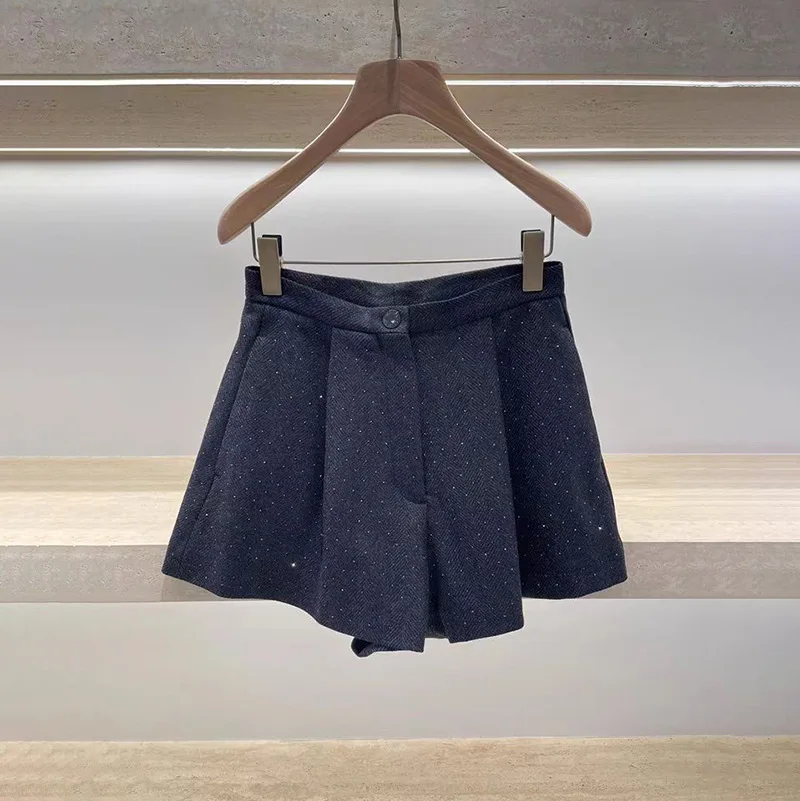 Shorts Skirt for Women 2024 New Spring Summer Diamond Design High Waist Loose Casual A-line Short Pants