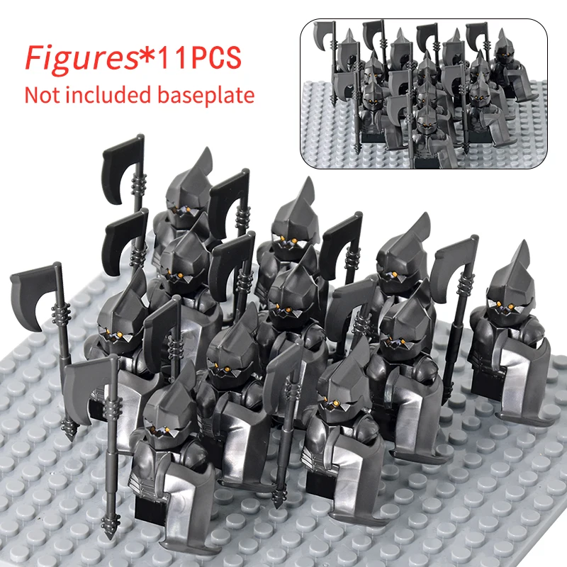 11pcs/lot Movie Series Orc Uruk-hai Army lotr Action Figures Mini Bricks Doll Assemble Building Blocks MOC DIY Toys for kid gift