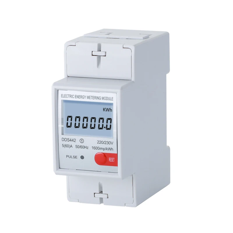 2P single-phase 220V DIN-rail electric meter, capable of displaying current, voltage, and electricity usage, with reset function