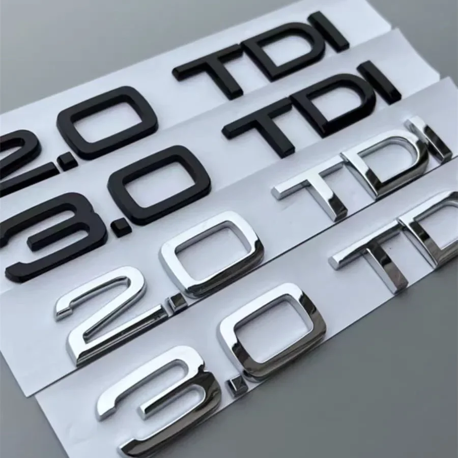 Car 3D ABS 2.0 3.0 TDI Trunk Letters Logo Displacement Decals Badge Emblem Sticker For Audi Q2 Q3 Q5 Q7 A1 A3 A4 A5 A6 A7 A8