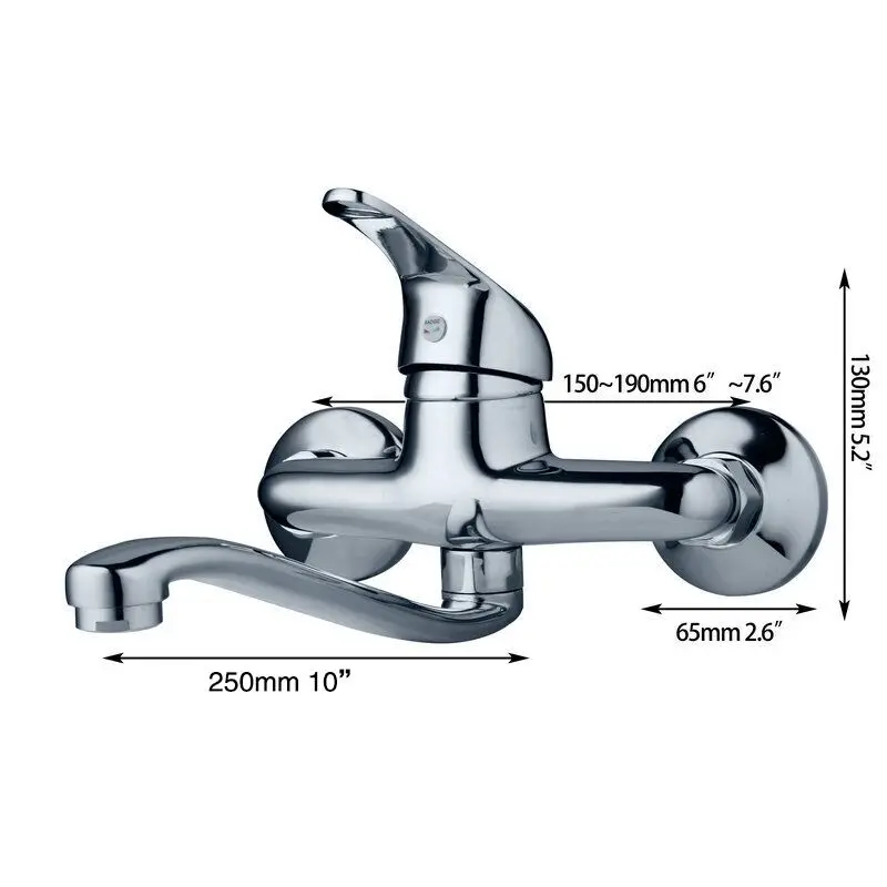 Kemaidi Antiek Messing Bad Basin Sink Mengkraan Enkel Handvat Wall Mounted 360 Gedraaid Badkamer Basin Sink Mengkraan