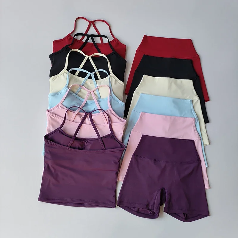2-teiliges Damen-Fitness-Set: Sport-BH und High-Waist-Hip-Lift-Shorts mit Schönem Rückendesign für Yoga und Pilates – Detail 25