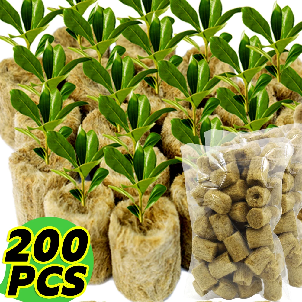 10-200Pcs Planting Block Soilless Substrate Pots Hydroponics Cuttings Garden Seedling Grow Plug Round Rock Wool Starter Plugs