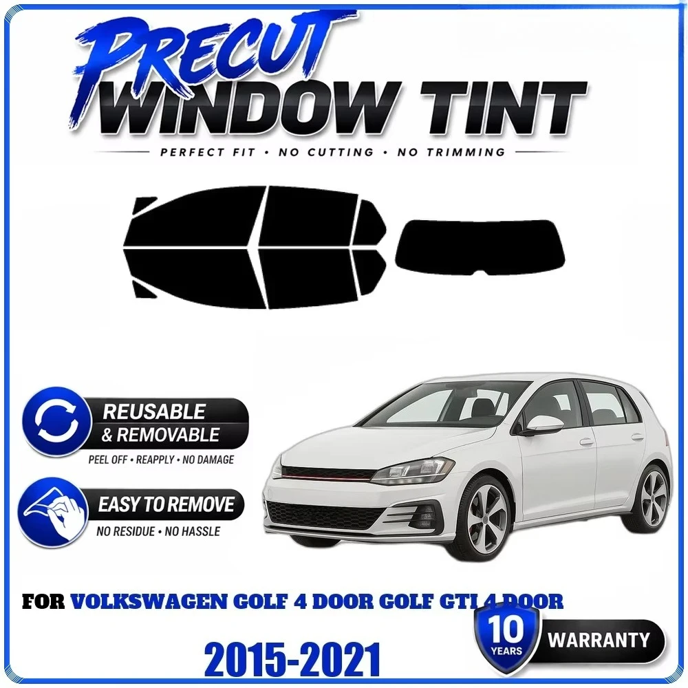 Precut Window Tint, Reusable Removable EPU Film, Custom Fit For Vw Golf 4 Door Golf GTI 4 Door 2015-2021, UV Heat Protection