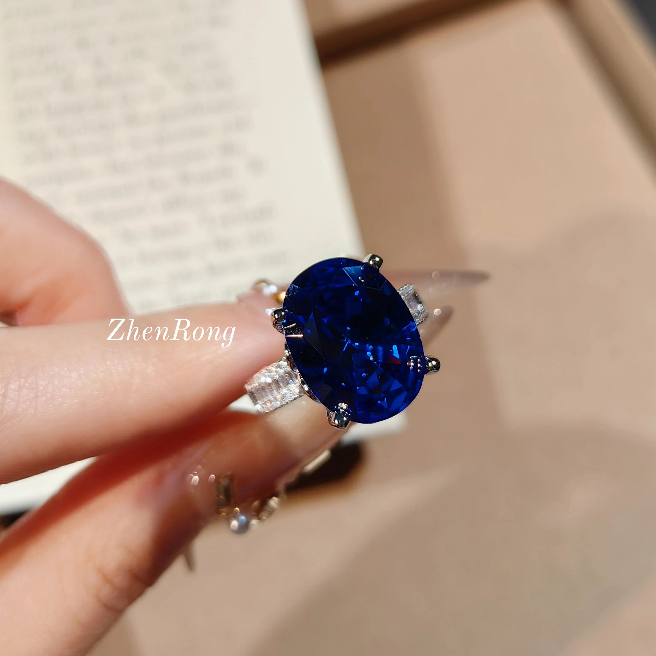 Premium Heavy Industry Blue and Pink Zircon Jewelry Set, Luxurious Full Zircon Colorful Earrings - Image 5
