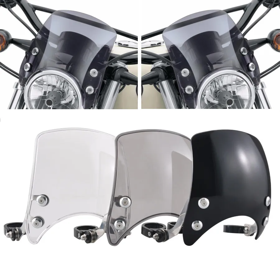Motorcycle Wind Deflector Windshield Transparent Windscreen Compatible 39mm For Harley Sportster 883 X48 Iron 1200 SuperLow