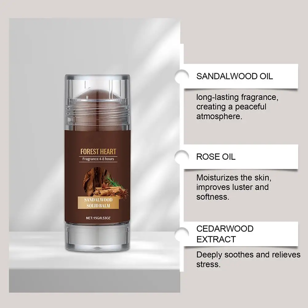 Perfume sólido de sándalo para hombres, bálsamo de Perfume ligero Woody, fragancia de larga duración, desodorante eliminador de olores, bálsamos sólidos