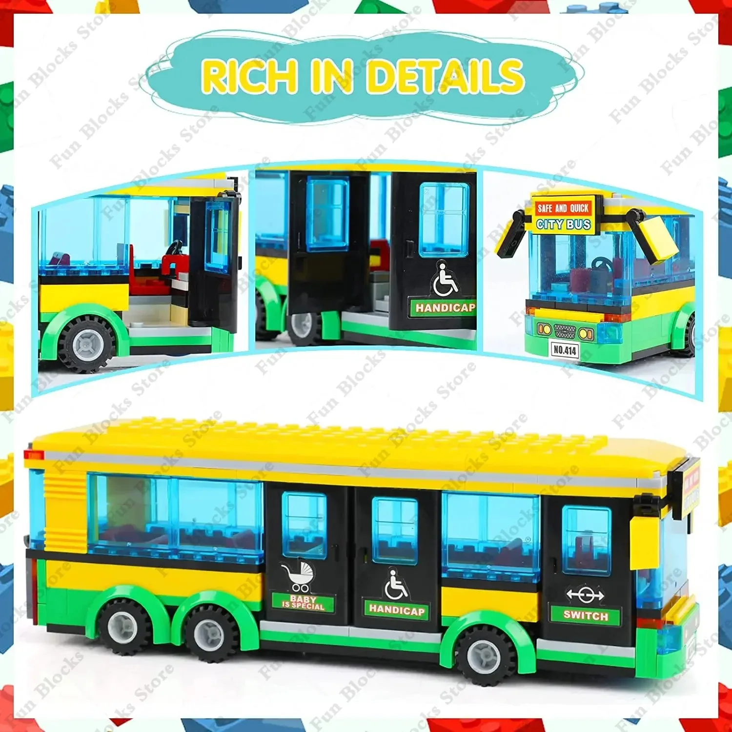 Popular Car Building Blocks With Stock Available Delivery Truck Van School City Bus Vehicle Bricks Children Toys Birthday Gifts