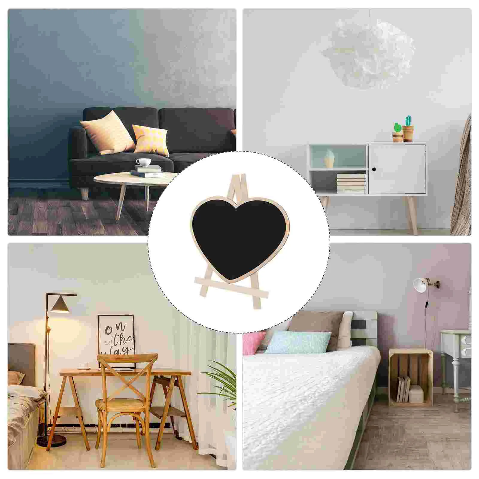 Vertical Blackboard Heart Chalkboard Small Sign Hanging Message Shaped Tabletop Wood Ornament Mini Decorations