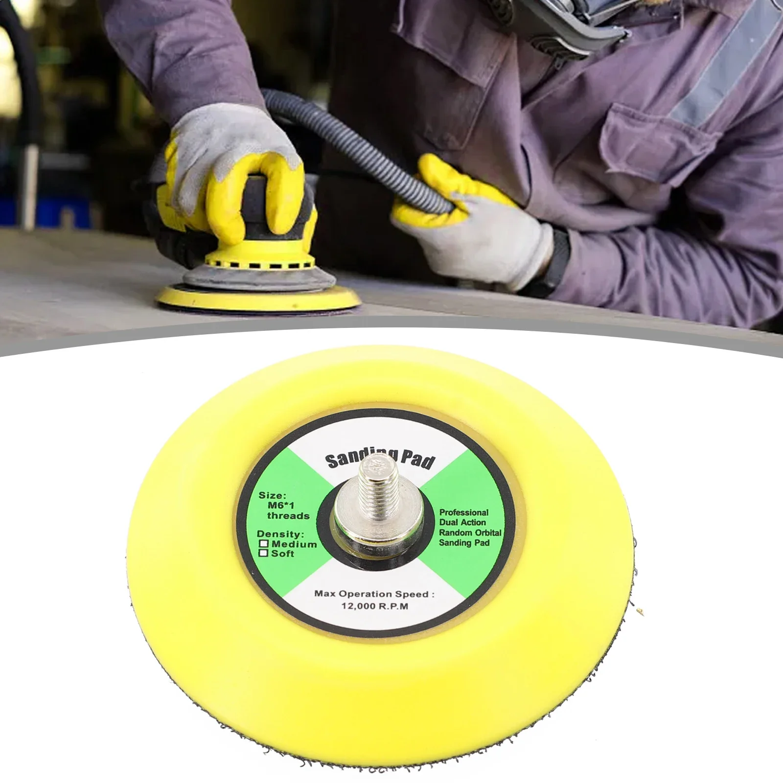 1- 6 Inch Backing Pad Polishing Sanding Disc Backing Pads Hook And Loop For Pneumatic Sander Grinding Polishing Tool