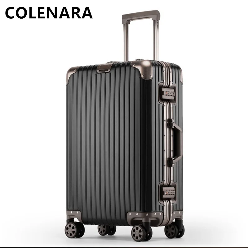 

COLENARA Carry-on Travel Luggage Men Boarding Box Full Aluminum Magnesium Alloy Trolley Case 20"24"26"29 Inch Rolling Suitcase
