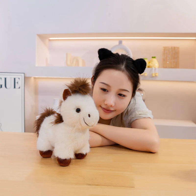 25 cm Kreative Cartoon Pferd Plüsch Tier Schöne Echte Leben Weihnachten Geschenk Umarmbare Puppe Spielzeug Für Kinder