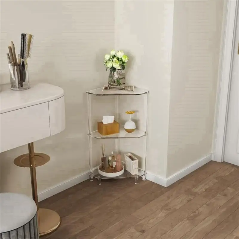 

Practical Acrylic Three Shelf Corner Table for Home or Office Daily Use
