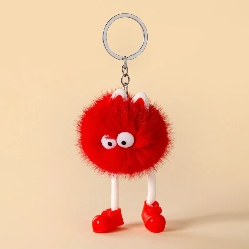 12 Colors Cute Little Monster Keychain Plush Cartoon Doll Keyring For Women Girls Bag Pendant Jewelry Key Chain Christmas Gifts