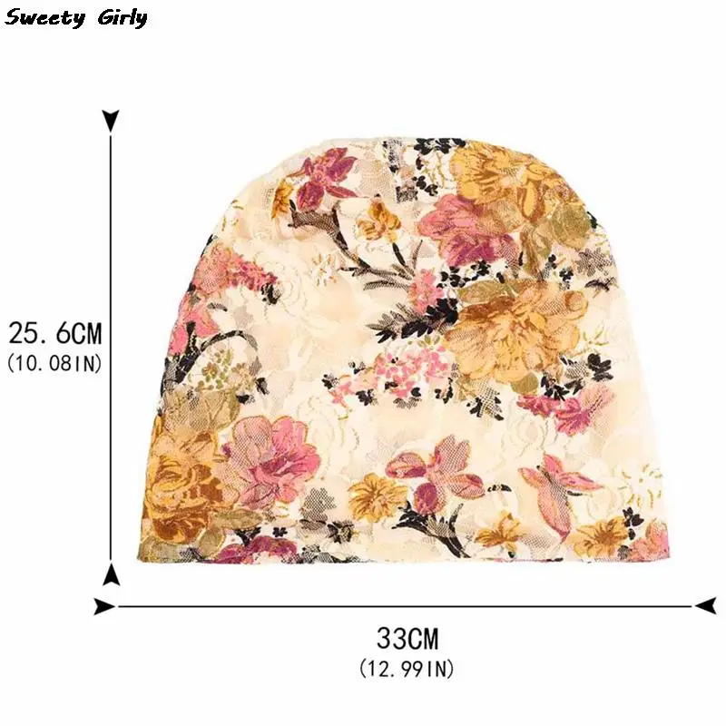 Autumn Spring Thin Women Skullies Beanies Lady Fashion Floral Lace Design Hats For Girl Hot Feminino Turban Caps шапка женская