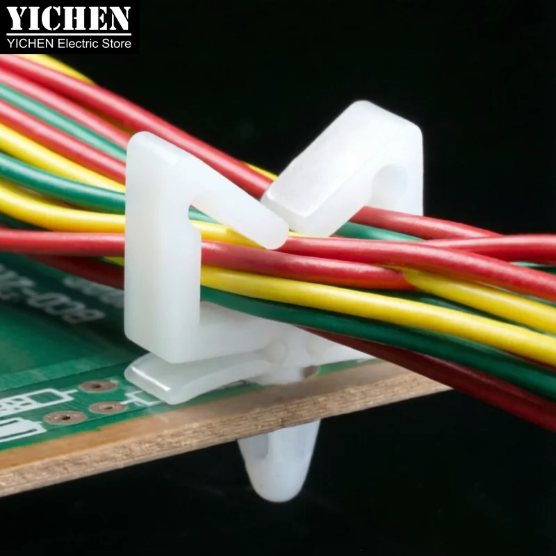 100pcs Nylon PA66 Cable Clips Self Locking Wire Clamp Mount 4.8mm Auto Fastener Cord Organizer Plastic Wiring Holder CHP