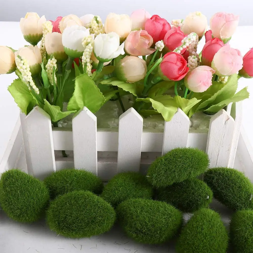 Decoration Floral Arrangements Covered Stones Artificial Moss Rocks Artificial Green Moss Ball Faux Green Moss Simulation Plant