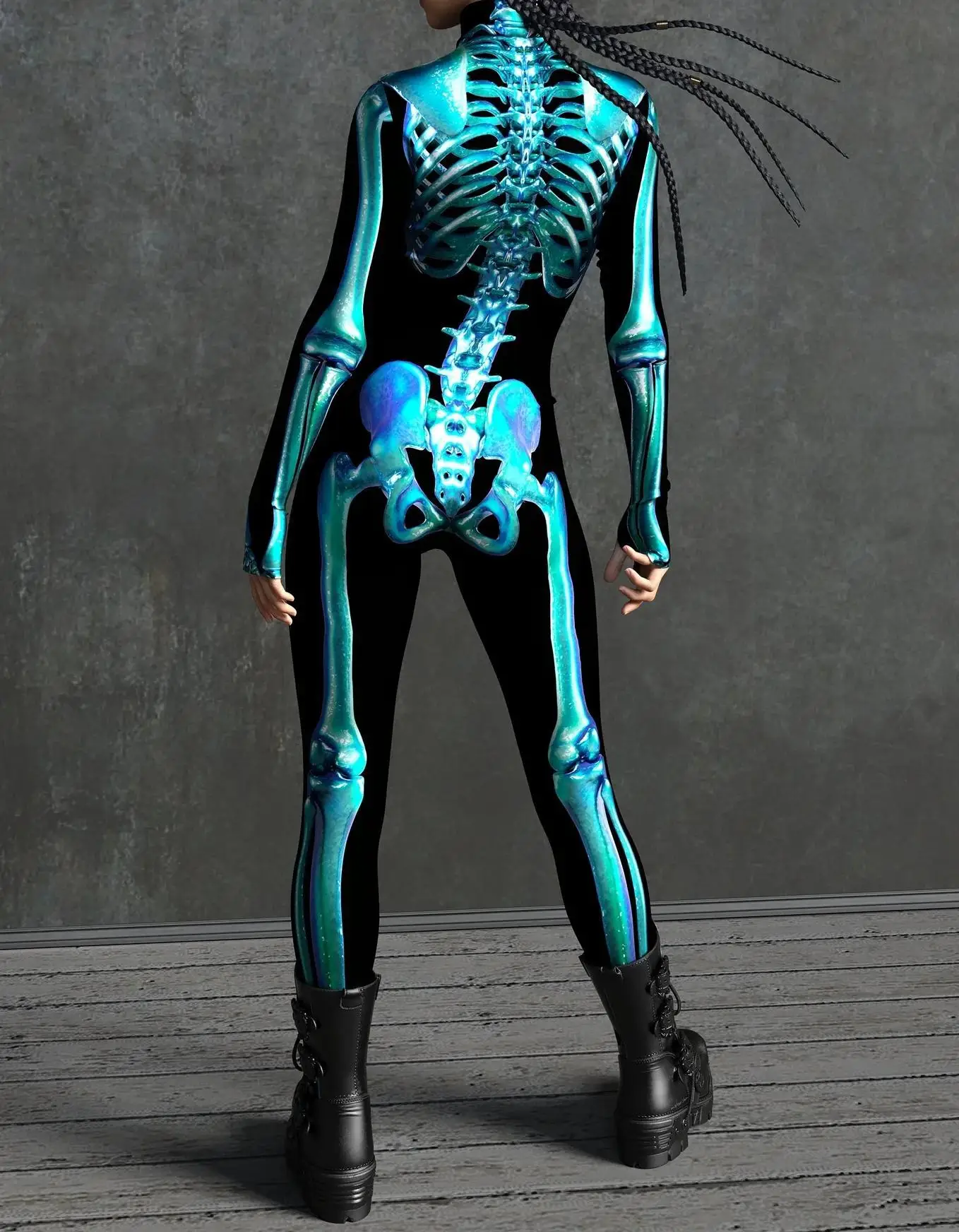 Karneval Totenkopf Party Bodysuit Damen Sexy Horror-Print Jumpsuit Feiertagsparty Maskerade Catsuit Kostüm Einzigartiges Aerial Yoga Set – Detail 25